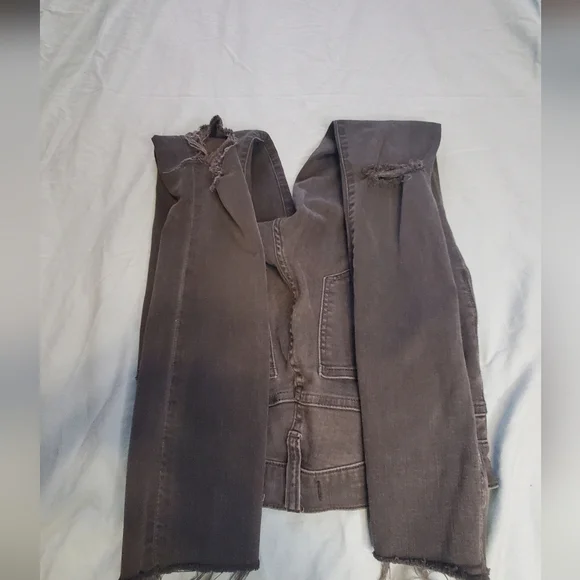 Madewell Charcoal 9" High-Rise Distressed Women's Skinny Jeans Size 25 - Picture 3 of 6